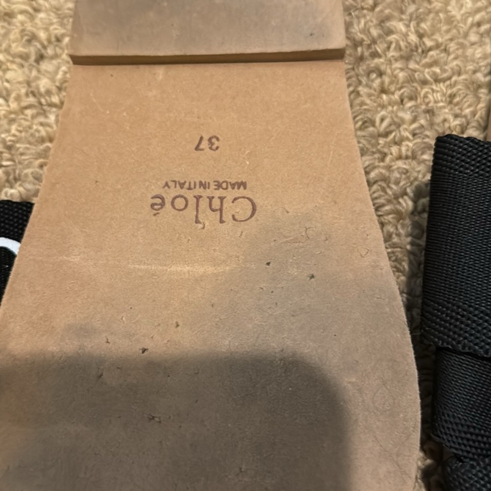 Chloé Black and Tan Logo Strap Slide Sandals - Picture 2 of 3
